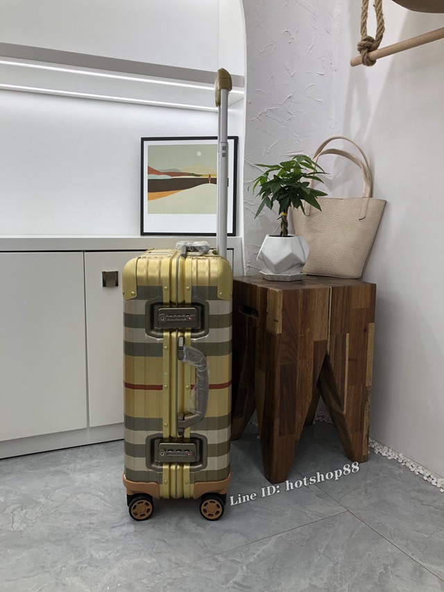 RIMOWA X BURBERRY行李箱四輪拉杆箱 日默瓦巴寶莉頂級貨20寸國際登機箱 gdx1065